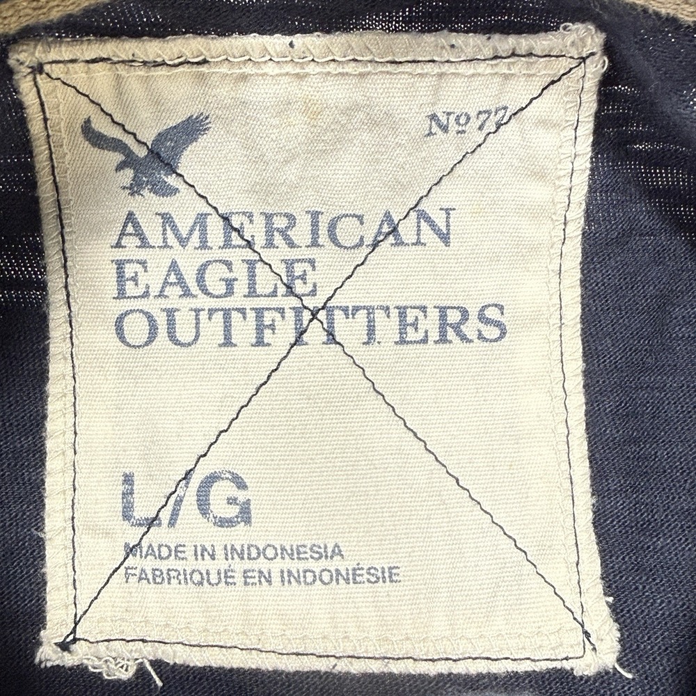 American Eagle Utility Polo Shirt Mens Large Blue‎ Double Pocket AEO - Picture 3 of 10